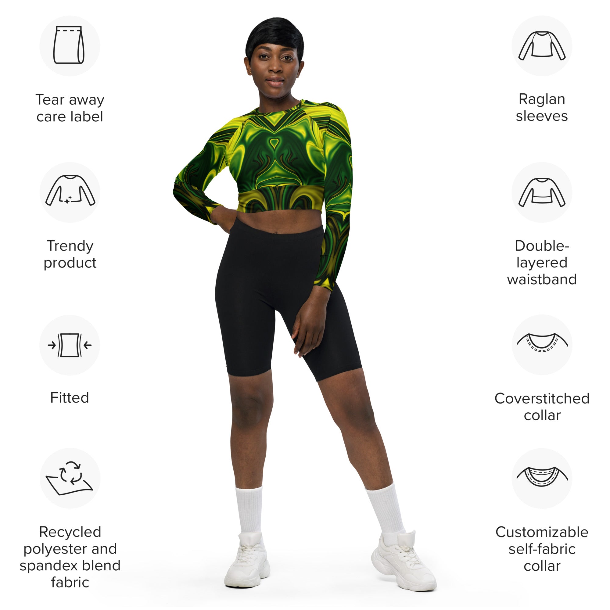 EZ Neon Butterfly long-sleeve crop top